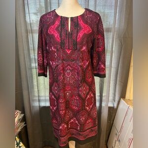 Signature Pink and Black Sheath Dress 3/4 Sleeve